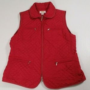 Talbots Womens Sz M Pink Quilted Vest Drawstring